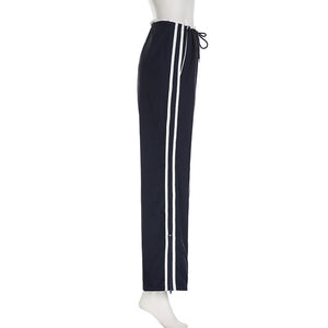 Striped Sports Pants Women Baggy