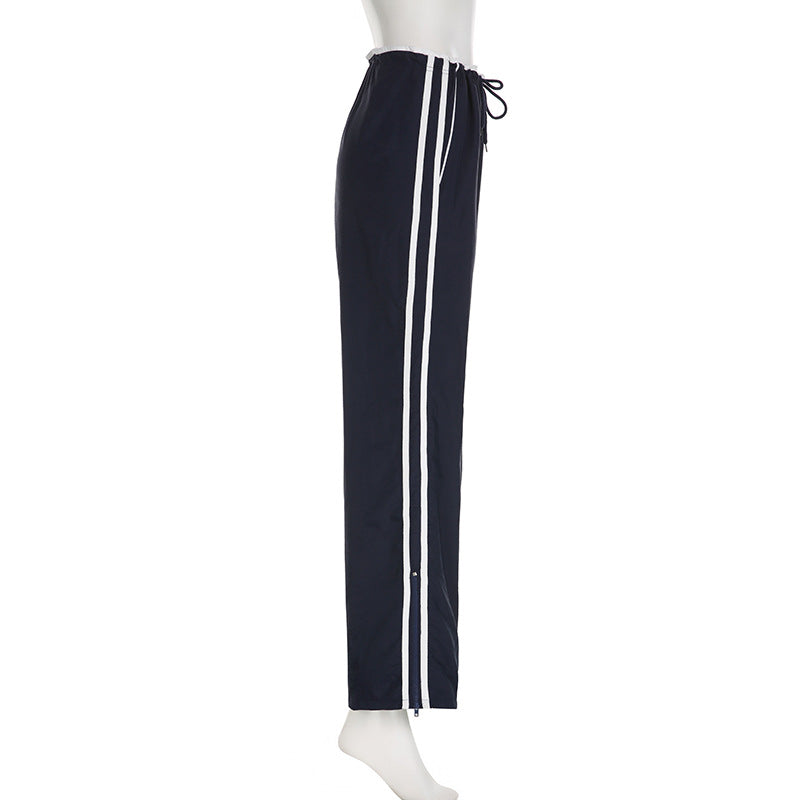 Striped Sports Pants Women Baggy