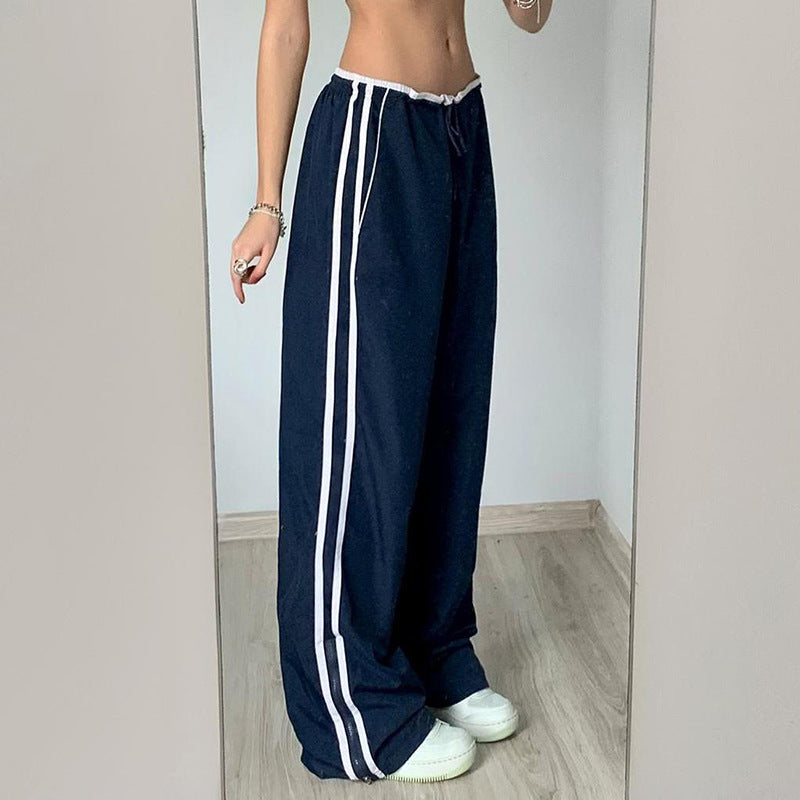 Striped Sports Pants Women Baggy