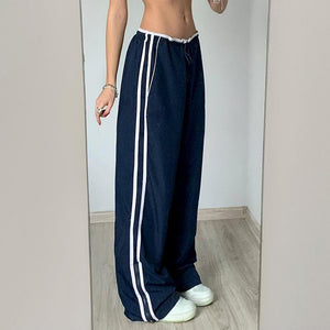 Striped Sports Pants Women Baggy