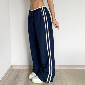 Striped Sports Pants Women Baggy