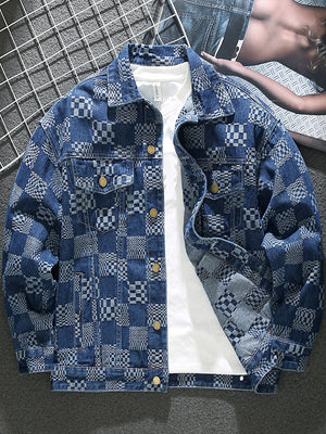 Corduroy Stitching Denim Baggy Coat